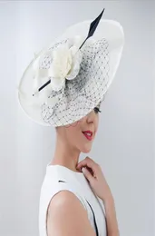 2017 Nowy elegancki lniany kapelusz ślubny sombrero dla kobiet churchwedding impreza hatoutdoor chapeu cappelli retro brytyjska duża bimmed 1492364