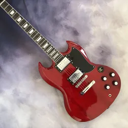 Hochwertige rote SG-E-Gitarre, verchromte Hardware, HH-Tonabnehmer, schnell lieferbar
