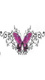 Na arte corporal senhora esterno tatuagem adesivo lindo sexy peito flores vermelho rosa padrão de borboleta para women1535226