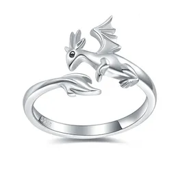 925 Sterling Silver Animal Dragon Rings for Women Open Fraph Thumb Thumb Dinosaur Ring Jewelry Mothers Day Gifts for Girls 240306