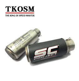 TKOSM 2017 New Model High Quality Stainless Steel 60mm 51mm Universal Motorcycle SC Exhaust Pipe Laser Muffler Racing Exhaust With6604600