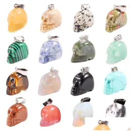 Charms Natural Skl Stone Carved Mini Scpture Pendant Grave Earring Crystal Healing Reiki Gemstone Jewelry Diy Wholesale Drop Delivery Dhxsv