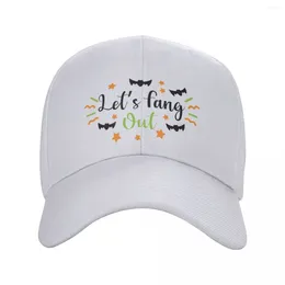 Berets Lets Fang Out Halloween para 31 de outubro Casquette Boné de poliéster personalizável unissex adequado diário agradável presente