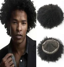 Afro Kinky Curly Toupee for Men Full Swiss Lace Hair Pieces Brazilian Virgin Human Hair Replacement8163683