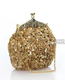 ladys sequin beaded gold vintage party evening handbag clutch wedding bridal handbag7400514