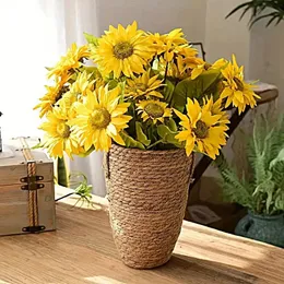 1 PC Natural Wicker Planter Basket Flower Pot Home Garden Decor Tvätten Hink Tall Flower Basket Large Vase Nordic Style 240304