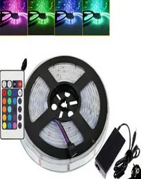 5M 12V RGB LED 유연한 스트립 조명 방수 IP67 SMD 5050 스트립 300 LED 조명 로프 24 키 리모컨이있는 12 볼트 스트립 6A PO6933461