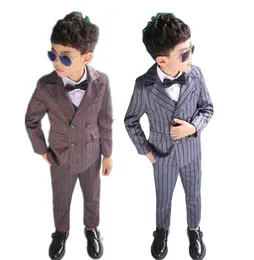 Flower Boys Dress Suit Sets Children Striped Blazer Vest Pants 3pcs Clothing Set Kids Wedding Party Performance Tuxedo Costume3186708