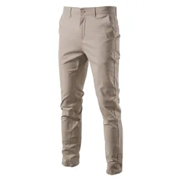 Aiopeson rahat pamuklu erkekler pantolonlar düz renk ince fit erkek pantolon bahar sonbahar yüksek kaliteli klasik iş 240228