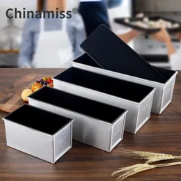 250g/450g/600g/750g/900g/1000g Aluminum alloy black non-stick coating Toast boxes Bread Loaf Pan cake mold baking tool with lid 240227