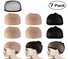 High Quality 7pcs Wig Caps Neutral Nude Beige and Black Mesh Wig Cap Hairnets Mesh Weaving Wig Hair Net Elastic Caps7088998