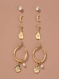 Hoop Huggie Romad Gold Color Hoops Earrings For Women Cross Star Moon Style Combine Set Girl And Wedding Jewelry8599948