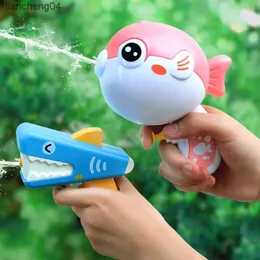 Gun Toys Odilo Creative Funny Shark Dolphin Pools Toy Cute Animal Series Mini Water Guns For Kids Kawaii Outdoor Water Fun Toys