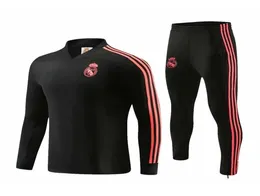 Abito sportivo a maniche lunghe da uomo del Real Madrid nero per adulti039s pantaloni con cerniera per piedi piccoli maglione aspetto calcistico6750658