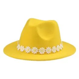 Ampla borda chapéus fedoras mulheres flores bonitos sólidos pais-crianças 52cm 58cm para branco preto moda panamá chapéu sombreros de mujer2793