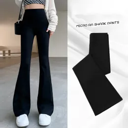 Capris Women Women Talle Flare Pants Winter Pluszcze ciepło chude odchudzające mikro rogowe spodnie Shark spodni eleganckie biuro rajstopy y2k