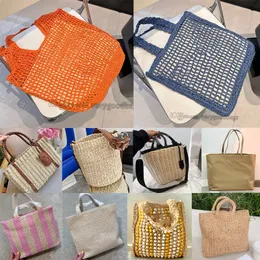 raffias sommarstrandstrån stråväska korgvävning totes raffia kvinnors handväskor milano mode ihåliga ut vävda vävvävsäckar mesh ihålig shoppingväska p