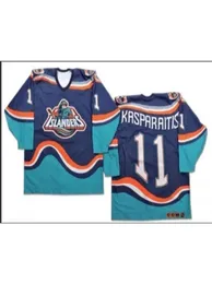 199698 Sean hockey Haggerty Darius Kasparaitis 11 Game Worn Jersey Team Letter or custom any name orr number retro Jersey3637813