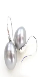 Venta Caliente Nuevo Estilo GTGTGTGT 1112mm Natural Genuino de Plata Gris Perlas de Agua Dulce Pendientes de Plata Esterl8423811