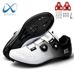 Professionella Ultralight Cycling Shoes Men Self-Locking SPD Racing Road Bike Shoes Cykel Sneakers Outdoor Mtb Flat Cleat Shoes 240306