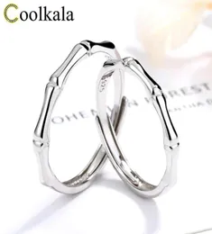 Cluster Rings Coolkala S925 Sterling Silver Simple Cold Wind Green Plum and Bamboo Horse Par Ring1848519