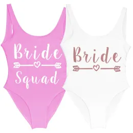 Costume da bagno da addio al nubilato da sposa Costume intero SPOSA Squad Costume da bagno con stampa di lettere Costumi da bagno Maillot De Bain Costume da bagno da sposa