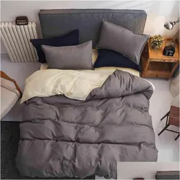 Sängkläder sätter Solstice Solid Color Sängkläder Set Däcke Er Pudowcase and Bed Sheet Comporter Beds Queen King Size Mtiple Color 210716 D Dhobv