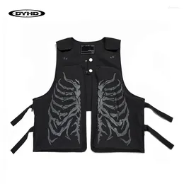 Men's T Shirts Hip Hop Skeleton Print Vest Men Gothic Punk Y2K High Street Harajuku Casual Sleeveless Waistcoat Skulls Jacket