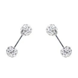 Fashionabla utsökt och enkel skruv 925 Sterling Silver Soft Pottery Full Diamond Perforated Ball Earrings