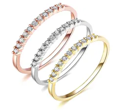 Unikalny pierścień Real 18K 750 Złoty ślub dla kobiet 012CT Moissanite Diamond Anniversary Match Band7014469