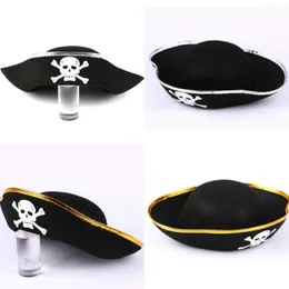 Unisex halloween pirate skalle tryck kapten hatt kostym tillbehör karibisk skalle hatt fru kvinnors party party rekvisita hatt cos285q