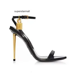 Padlock Brand Woman Sandal queen high heel sandal gold heel Tomlies fordlies leather sandals high-heeled top Designer naked sandalie pumps Luxury