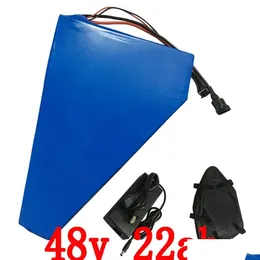 Piller 48V 1000W Üçgen Pil 22AH Elektrikli Bisiklet Lityum 54.6V 2A ChargerAddbag Duty Damla Dağıtım Elektronik Piller C DHWVB