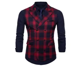 Selling British Bridesgroom Vests Casual Groom Vest Double Breasted Plaid for Wedding Party for men2637637