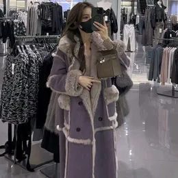 Haining 2023 Winter New Mid Length With Simulated Rabbit Hair Thickened, Loose And Slim Appearance, High Grade Fur Coat For Women 378655