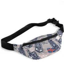 حقائب الخصر Big Ben Coffee Union Jack Bagge Bag Bag Usisex Messenger Fashion Fanny Pack for Women