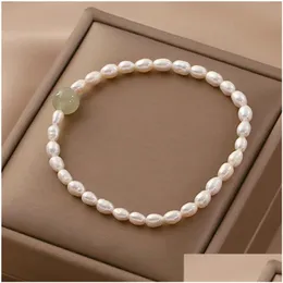 Chain Natural Freshwater Pearl Bracelet For Women Fashion Jade Beaded Stretch Bracelets Cuff Fine Jewelry Drop Delivery Jewelry Brace Dhvpa