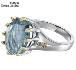 DreamCarnival1989 Dusty Blue Cyrcon Solitaire Wedding Pierłogość dla kobiety Delikatna krojenie biżuterii ślubnej WA11876BL 2201215404407