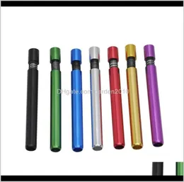 Tubos Mini Metal Fumar Tabaco Erva Alumínio Um Hitter Dugout Pipe Snuff Cigarette Holder Acessórios Wb33624254009