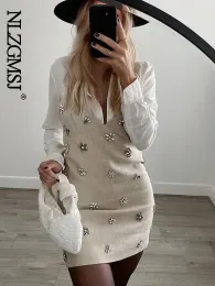 Dress nlZgmsj Traf Women 2024 Chic Modna Bez rękawów lnlay mini sukienka vintage cienkie paski letnie sukienki żeńskie vestidos mjer