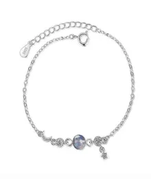 IHUES 925 Sterling Silver Delicate Moon Star Gradient Crystal Zircon Armband Labradorite for Girls Gifts9343552