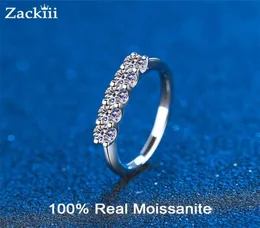 3mm prata esterlina 05ct meia aliança de casamento para mulheres 5 pedras redondas corte brilhante conjunto de anel de noivado 2208138031589