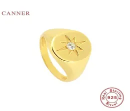 CANNER глянцевое круглое восьмиугольное кольцо со звездой из стерлингового серебра 925 пробы Anillos кольца для женщин роскошные ювелирные изделия свадебные Bague Bijoux1017568
