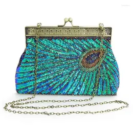 Shoulder Bags YYW Vintage Flapper Peacock Evening Handbag Women Sequins Beads Party Wedding Bridal Purse Formal Cocktail Prom