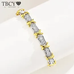 TBCYD 3mm High Carbon Diamond Armband Bangles For Women S925 Silver XO Row of Diamonds Two-Tone Armband Handkedjesmycken 240305