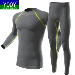 Underpants Yooy Men's Winter Gear Ski Thermal Underwear Sets Long Sleeve Top Exercise Clothes Sports Hosen Snowboarding Shirts and Pants