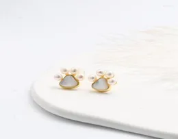 Orecchini a bottone Cartoon Cat Claw Gioielli di perle Dolce e adorabile Vento Ladies8167088