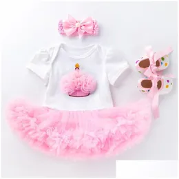 Clothing Sets 1 Year Baby Girl Infant Christening Party Tutu Dress Born Girls 1St Birthday Outfit Toddler Boutique Drop Delivery Dhqhe