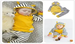 Mikrdoo Baby Boy Girl Casual Clothes Yellow Hoodies Striped Pants 2PCS Kids Cotton Suit Child ONeck Hoody Clothing Long Sleeve In9692288