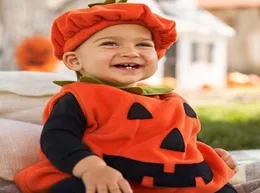 Хэллоуин для маленьких детей, нарядное платье без рукавов с тыквой и шляпой, карнавальный костюм, праздничная одежда для мальчиков и девочек B883441311